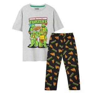 Teenage Mutant Ninja Turtles Mens Logo Pajama Set / Black/Gray